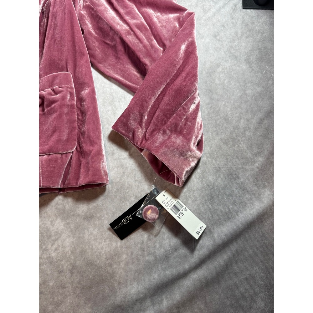 AGB Woman Mauve Pink Velvet Blazer Jacket Size 18W NWT Peplum Back Pockets - Picture 4 of 7